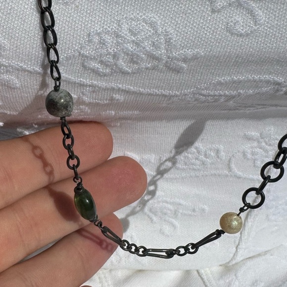 Vintage 90s Y2K Gothic Floral Beaded Inspirational Long Necklace - Picture 4 of 13